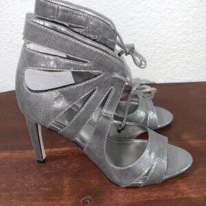 BCBGeneration Chierra Silver Pewter Cut Out Peep Toe Heels 10